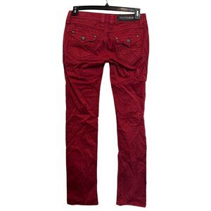 Rock Revival Holly Straight Ladies Red Slim Pants 28 Straight Denim Cotton-Blend